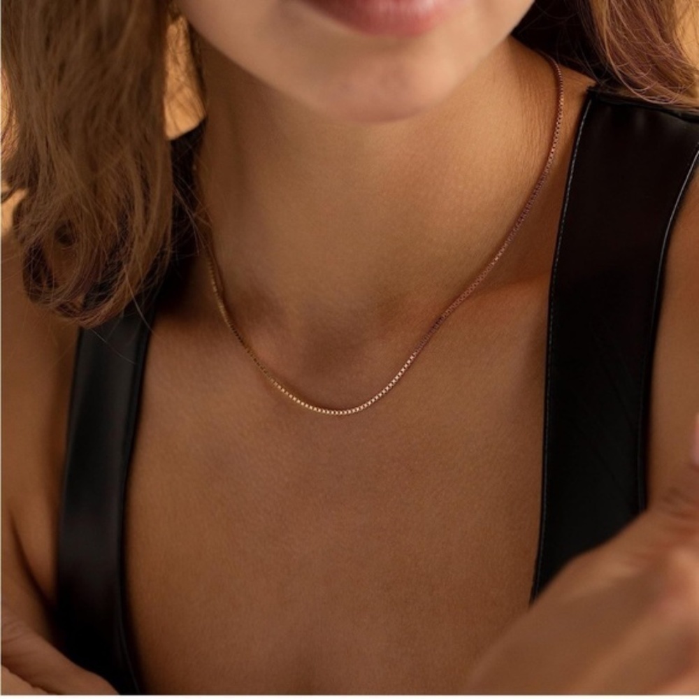 GOLD 14k Gold Plated Box Chain Necklace